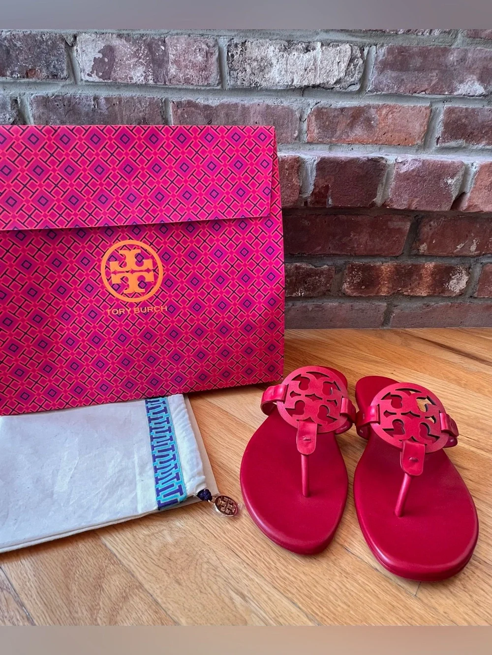 Tory Burch Tory Red Leather Miller SOFT Sandals